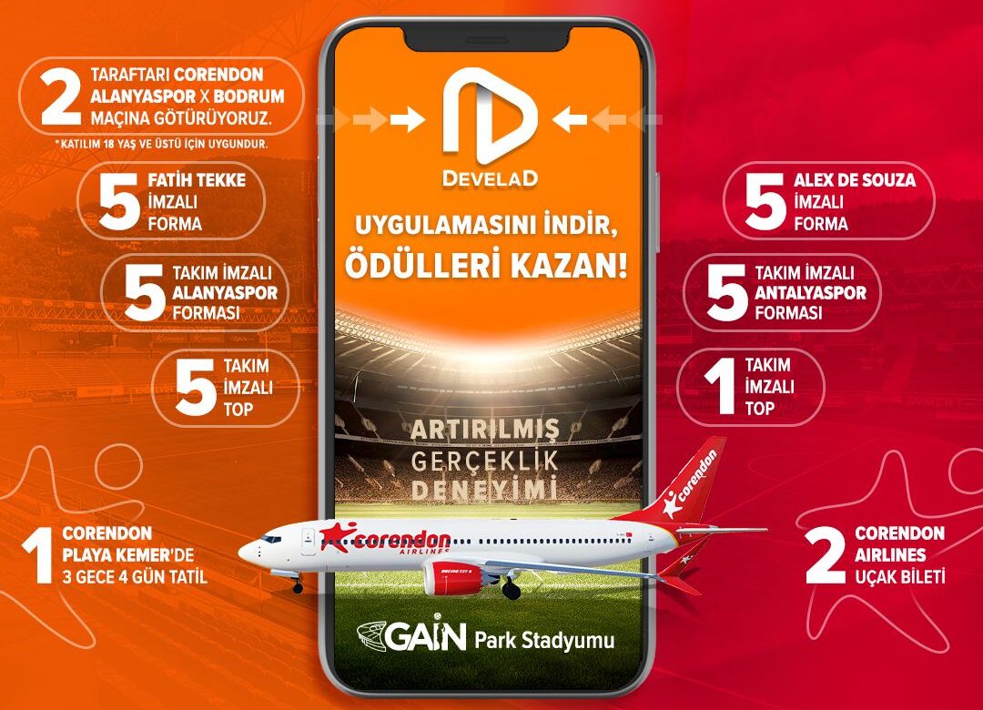 Corendon Airlines  Corendon Alanyaspor – Onvo Antalyaspor maçını   dijital dünyaya taşıyacak